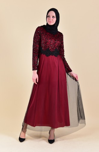 فساتين سهرة بتصميم اسلامي أحمر 3851-12