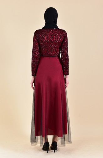 فساتين سهرة بتصميم اسلامي أحمر 3851-12