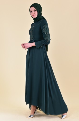 Robe de Soirée Perlées 8901-04 Vert emeraude 8901-04