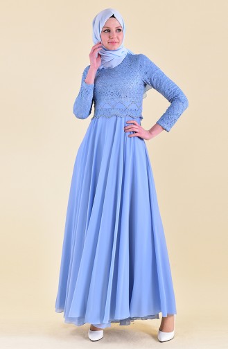 Abendkleid mit Spitze 8951-03 Blau 8951-03