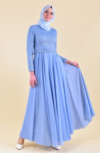 Abendkleid mit Spitze 8951-03 Blau 8951-03