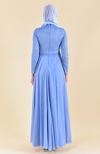 MISS VALLE  Ruched Evening Dress 8951-03 Blue 8951-03