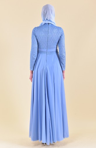 Robe de Soirée a Dentelle 8951-03 Bleu 8951-03