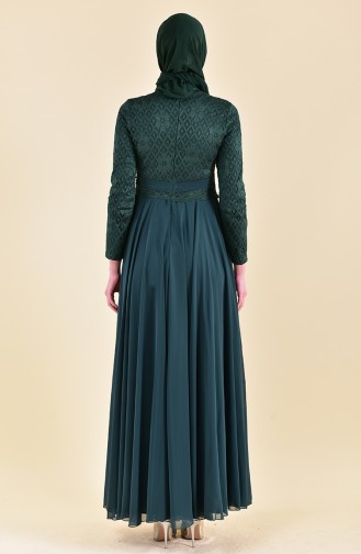 Emerald Green Hijab Evening Dress 8951-04