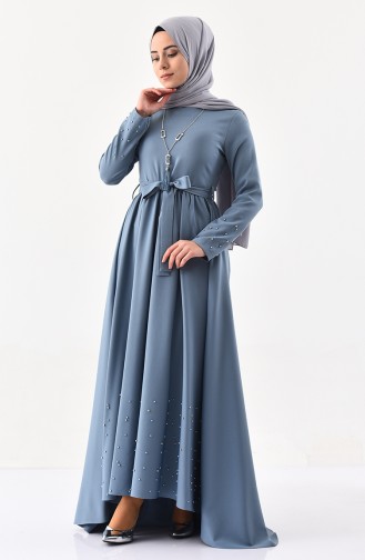 Blau Hijab Kleider 8956-03