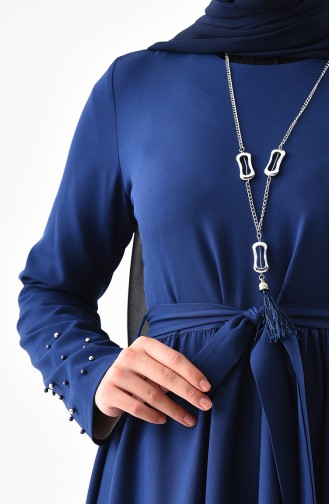 Robe Perlées avec Collier 8956-05 Bleu Marine Clair 8956-05