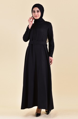 Schwarz Hijab Kleider 4112-01