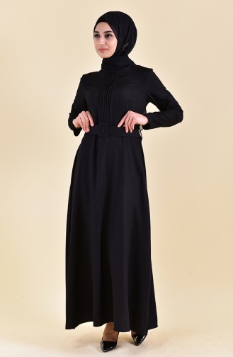 Schwarz Hijab Kleider 4112-01