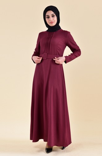 Claret Red Hijab Dress 4112-02