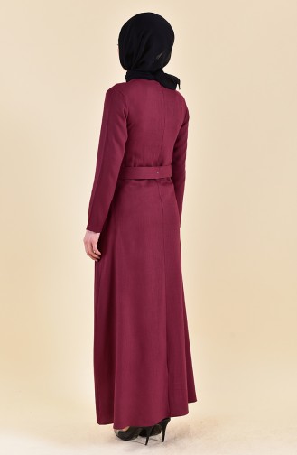 Claret Red Hijab Dress 4112-02