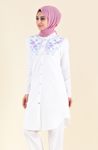 Sude Embroidered Tunic 3163-01 Light Beige 3163-01