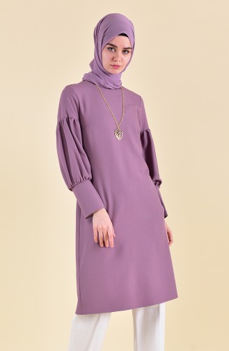 Balloon Sleeve Necklace Tunic 4527-08 Lilac 4527-08