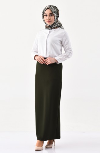 iLMEK Elastic Waist Pencil Skirt 5059-15 Khaki Green 5059-15