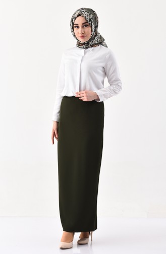 iLMEK Elastic Waist Pencil Skirt 5059-15 Khaki Green 5059-15