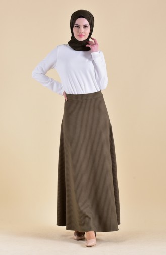 Striped Crepe Skirt 8148-01 Khaki 8148-01