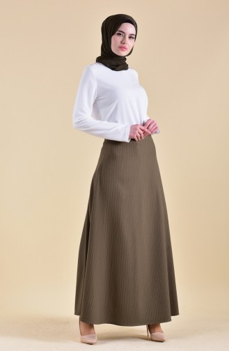 Striped Crepe Skirt 8148-01 Khaki 8148-01
