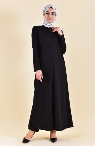 Abaya a Fermeture 7896-01 Noir 7896-01