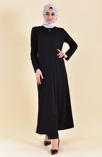 Zippered Abaya 7896-01 Black 7896-01