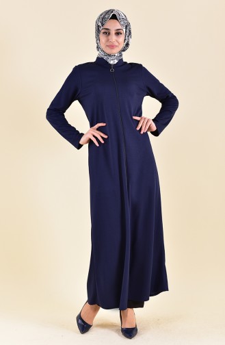 Zippered Abaya 7896-02 Navy Blue 7896-02