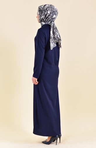 Abaya a Fermeture 7896-02 Bleu Marine 7896-02