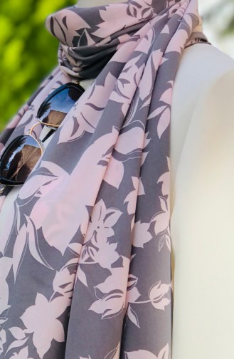 Châle Mousseline a Motifs 51870-01 Gris Rose Poudre 51870-01