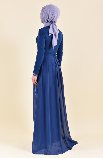 Sequin Detailed Evening Dress 52716-02 Petrol 52716-02
