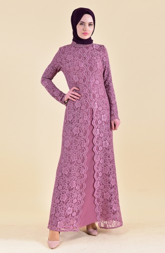 Dusty Rose Hijab Evening Dress 1165-05