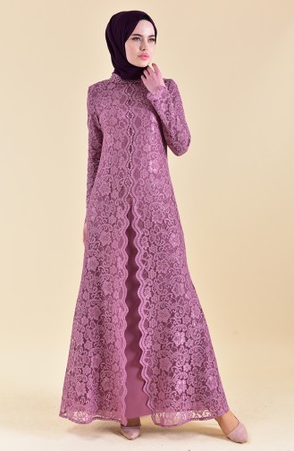 Dusty Rose Hijab Evening Dress 1165-05