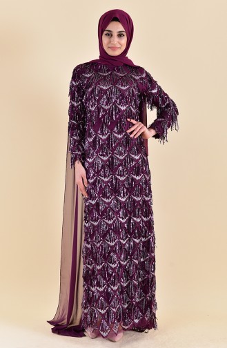 Robe de Soirée a Paillettes 4113-02 Plum 4113-02