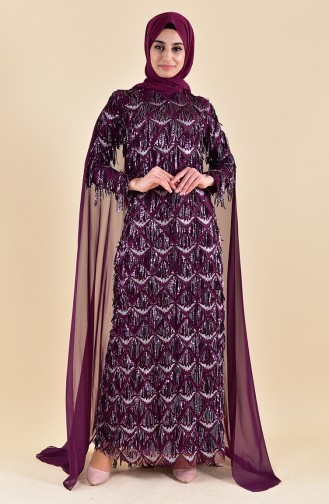 Robe de Soirée a Paillettes 4113-02 Plum 4113-02