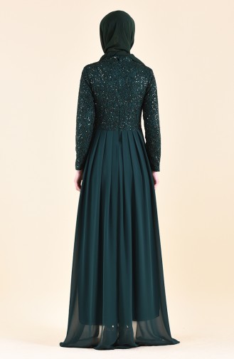 Emerald Green Hijab Evening Dress 4115-05