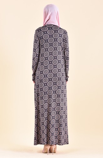 فستان كاجوال بتصميم مُطبع 99182A-01 لون كحلي 99182A-01