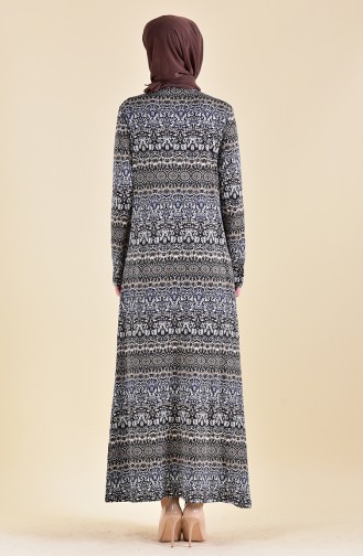 فستان كاجوال بتصميم مُطبع 99182B-01 لون اخضر كاكي 99182B-01