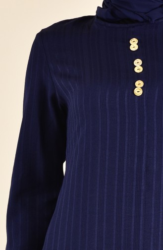 EFE Button Detail Striped Tunic 0367-02 Navy Blue 0367-02
