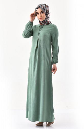Önü Bağcıklı Elbise 1000-05 Çağla Yeşili