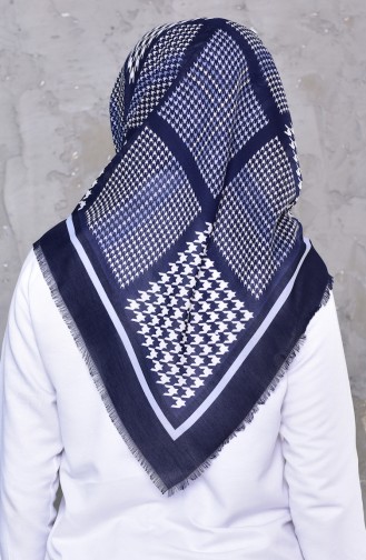 Patterned Cotton Shawl 2191-11 Navy Blue 2191-11