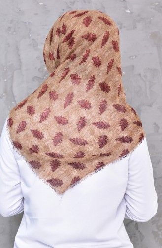 Leaf Patterned Honeycomb Woven Cotton Shawl 2195-04 Maroon 2195-04