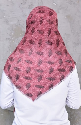 Leaf Patterned Honeycomb Woven Cotton Shawl 2195-06 Dry Rose 2195-06