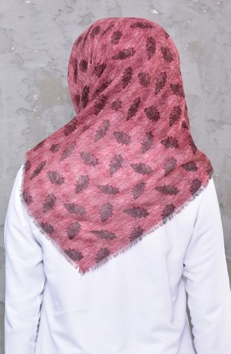 Leaf Patterned Honeycomb Woven Cotton Shawl 2195-06 Dry Rose 2195-06