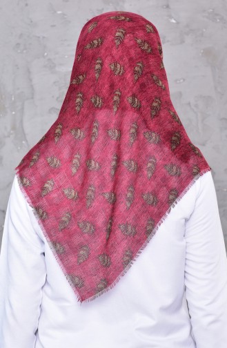 Yaprak Desenli Petekli Dokuma Cotton Eşarp 2195-10 Vişne 2195-10