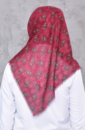 Yaprak Desenli Petekli Dokuma Cotton Eşarp 2195-10 Vişne 2195-10