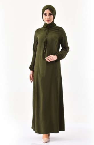 فستان بتصميم برباط 1000-04 لون اخضر كاكي 1000-04