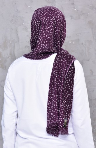 Patterned Cotton Shawl 334-103 dark Purple light Beige 334-103