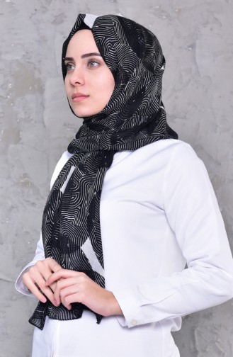 Patterned Cotton Shawl 24733-02 Black 24733-02