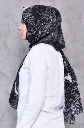 Patterned Cotton Shawl 24733-02 Black 24733-02