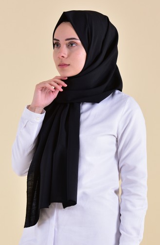 Düz Keten Şal 4088-01 Siyah