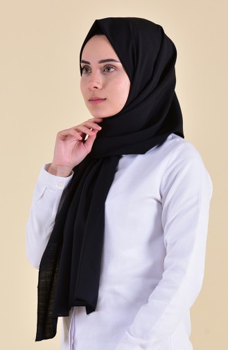 Düz Keten Şal 4088-01 Siyah