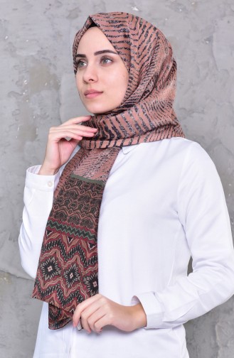 Gemustertes Baumwoll Foulard 95255-05 Milschkaffee 95255-05