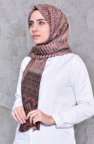 Gemustertes Baumwoll Foulard 95255-05 Milschkaffee 95255-05