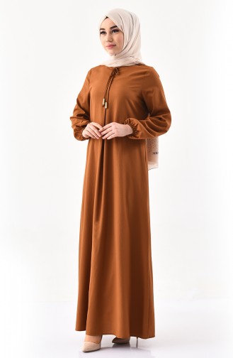 فستان بتصميم برباط 1000-08 لون عسلي 1000-08